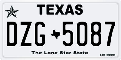 TX license plate DZG5087