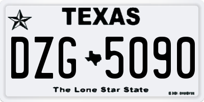 TX license plate DZG5090