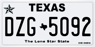 TX license plate DZG5092