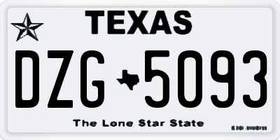 TX license plate DZG5093