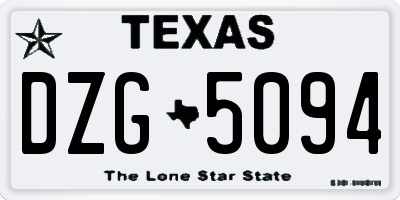 TX license plate DZG5094