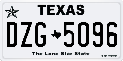 TX license plate DZG5096