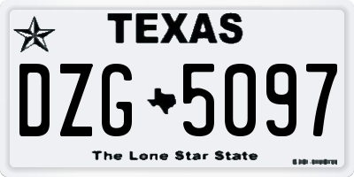 TX license plate DZG5097