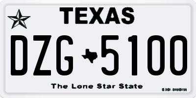 TX license plate DZG5100