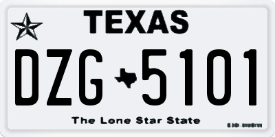 TX license plate DZG5101