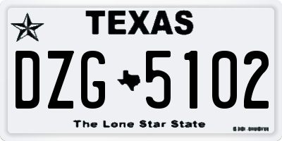 TX license plate DZG5102