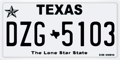 TX license plate DZG5103