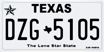 TX license plate DZG5105