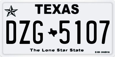 TX license plate DZG5107
