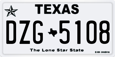 TX license plate DZG5108