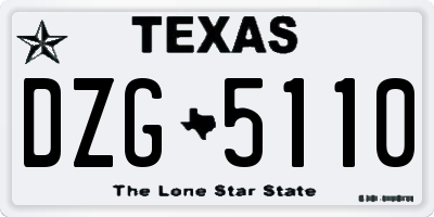 TX license plate DZG5110