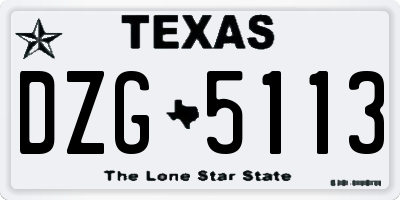 TX license plate DZG5113