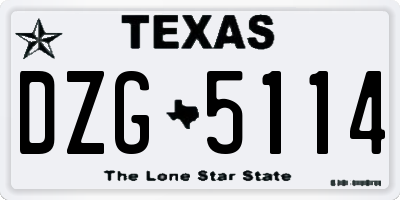 TX license plate DZG5114