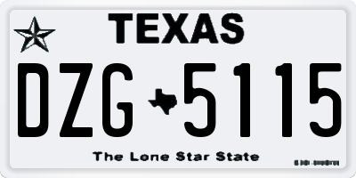 TX license plate DZG5115