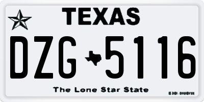 TX license plate DZG5116