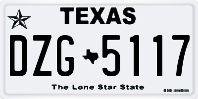 TX license plate DZG5117