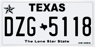 TX license plate DZG5118