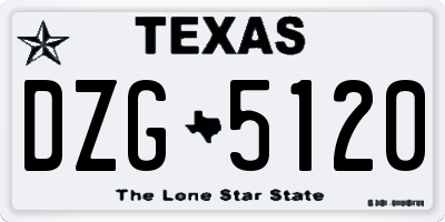 TX license plate DZG5120