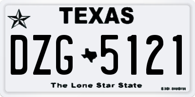 TX license plate DZG5121