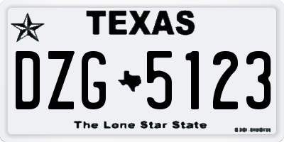 TX license plate DZG5123