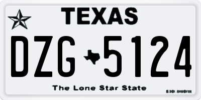 TX license plate DZG5124