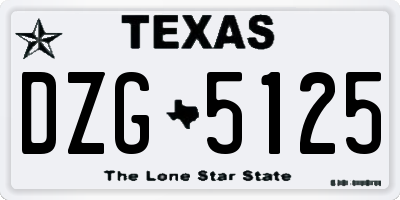TX license plate DZG5125