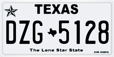 TX license plate DZG5128