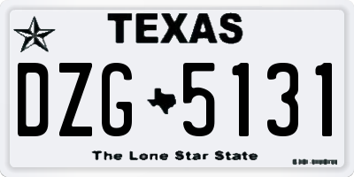 TX license plate DZG5131