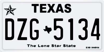 TX license plate DZG5134