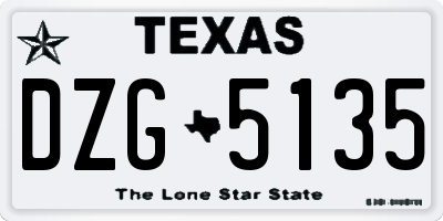 TX license plate DZG5135