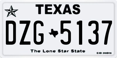TX license plate DZG5137