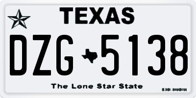 TX license plate DZG5138