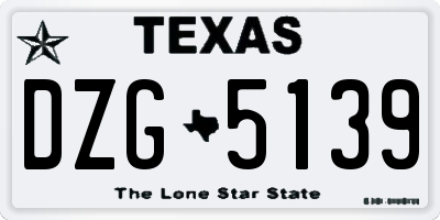 TX license plate DZG5139