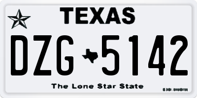 TX license plate DZG5142