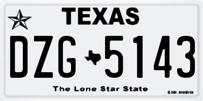 TX license plate DZG5143