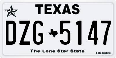 TX license plate DZG5147