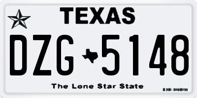 TX license plate DZG5148