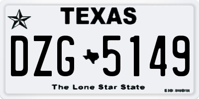 TX license plate DZG5149