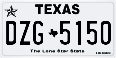 TX license plate DZG5150