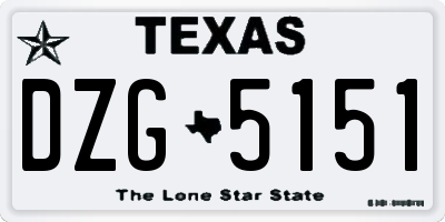TX license plate DZG5151