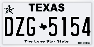 TX license plate DZG5154