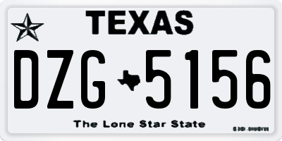 TX license plate DZG5156