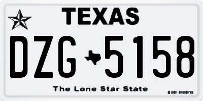 TX license plate DZG5158