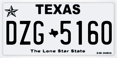 TX license plate DZG5160