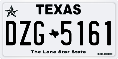 TX license plate DZG5161