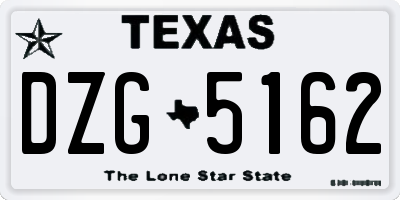 TX license plate DZG5162
