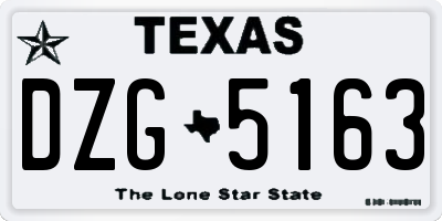TX license plate DZG5163