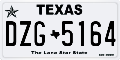 TX license plate DZG5164