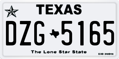 TX license plate DZG5165