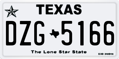 TX license plate DZG5166